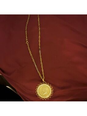Gold-Tone Filigree Medallion Pendant Necklace - Classic Gold Finish